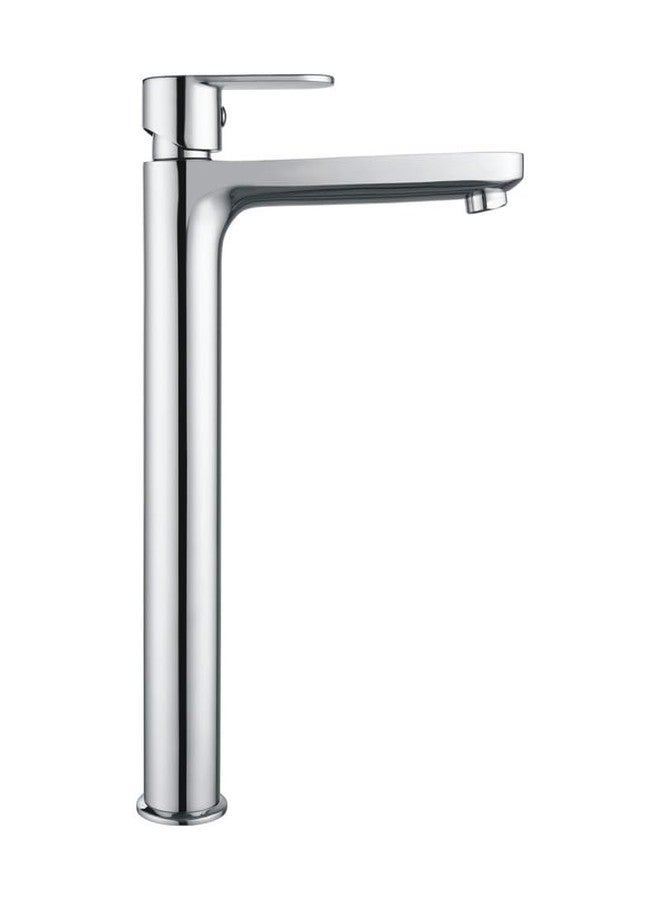 SPAZIO صنبور حوض/خلاط حوض من النحاس الأصفر ذو ذراع واحد/عمودي من Spazio، مقاس 12 بوصة، مطلي بالكروم، للماء الساخن والبارد، مع خراطيم مضفرة بطول 450 مم، صنبور خلاط حوض (نوع تركيب على سطح الحوض). - Image 2